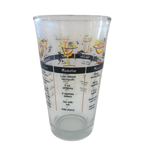 Libbey Cocktail Recipe Mixing Glass Measurements Recipes Daiquiri Margarita VTG - Picture 3 of 4